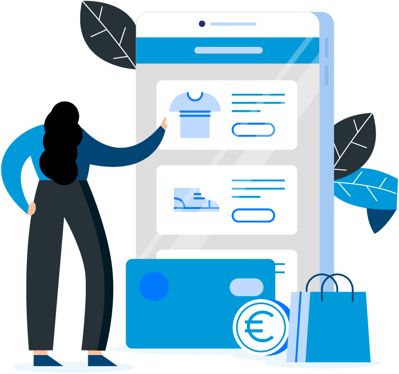 Chica explorando una tienda online desde su dispositivo móvil cómodamente desde casa Chica explorando una tienda online desde su dispositivo móvil cómodamente desde casa